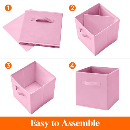 Lifewit Storage Cubes, Foldable Decorative Fabric Storage Baskets for Organizing Home Organizers with Handles for Shelves, Closet, 11 Inch Bins, 18L Pink, 12 Packs - color: Pink, size: 12pcs-11INCH