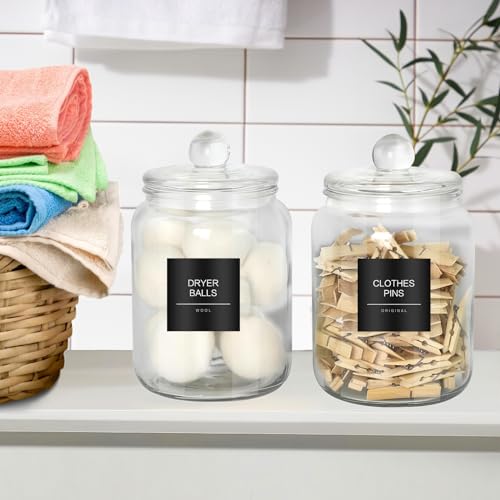 HVSWLY Minimalist Laundry Room Labels，30 Matte Waterproof Labels for Jars Spray Bottles and Detergent Dispensers, Preprinted Laundry Room Organization Labels Set(Black), Large, TCD-87