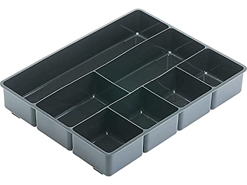 Rubbermaid Extra Deep Desk Drawer Director Tray, Plastic, 11.875 x 15 x 2.5 Inches, Black - size: 7 Section