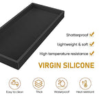 Bathroom Counter Tray,EG-SIPRO High-Grade Thickened Silicone Bathroom Vanity Tray,Shatterproof Durable Rectangle Bathroom Tray Soap Dispenser Tray for Bathroom Countertop - color: Black, size: 7.8" x 3.9" x 0.8" + 10.6" x 5.1" x 0.8"