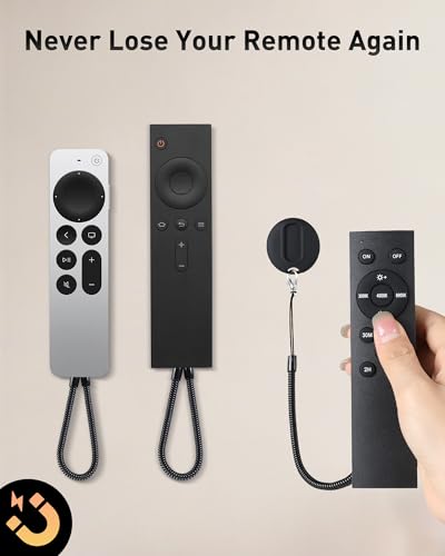 2-in-1 Magnetic Remote Control Holder Wall Mount, 2 Pack Self-Adhesive TV Remote Holder with Removable Spring Ropes, Silicone Remote Organizer Storage Wall Holder for Projector TV Remote Holder - color: Black