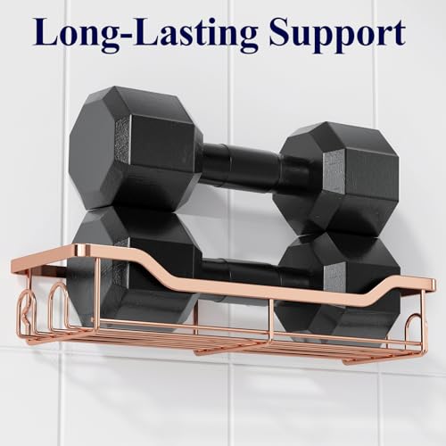 Kitsure Shower Caddy Large - Adhesive Shower Organizer, Stainless Steel Shelf for Inside Shower, No Drill Bathroom Organizers and Storage, Home Decor Accessories, 2 Pack, Rose Gold - color: Rose Gold, size: Large