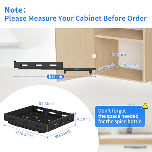 BOIVSHI Pull Out Spice Rack, Heavy Duty Spice Rack Organizer, 1 Tier Spice Organization for Cabinet, Vertical Spice Rack for Kitchen, Cabinet, Pantry (8.4''Wx10.5''Dx2.8''H, Metal Black) - size: 8.4''Wx10.5''Dx2.8''H,1 Tier