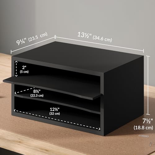 Ballucci Paper Organizer, 3-Tier Stackable Wood Desk Organizer, Document File Organizer and Mail Sorter with Adjustable Storage Shelves, Black - color: Black, size: 3 Tier Standard