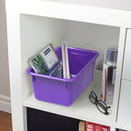 Storex Small Cubby Bins – Plastic Storage Containers for Classroom, 12.2 x 7.8 x 5.1 inches, Purple, 5-Pack (62419U05C) - color: Purple, style: Bin Only