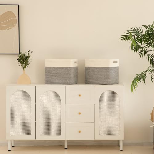 OIAHOMY Storage baskets for Shelf, Toy Storage Basket, Collapsible Storage Bins, Blanket Basket Living Room, Closet Storage for Bedroom, 16.5 x 13 x 12 Inches-Pack of 2-Grey - color: Grey, size: 16.5" x 13" x 12"