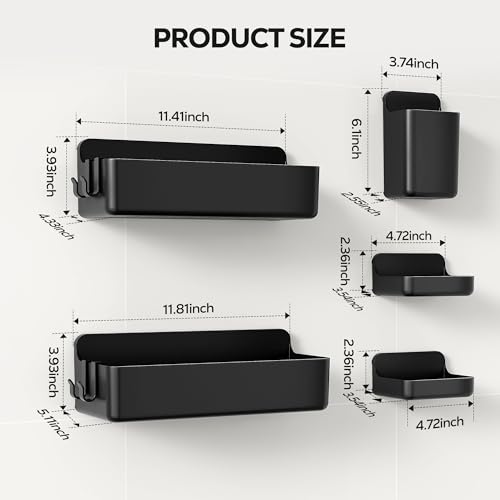 Nieifi Shower Shelves 5 Pack, Adhesive Shower Wall Shelf Organizer for Bathroom Organization, Black - color: Black, size: 5 pieces