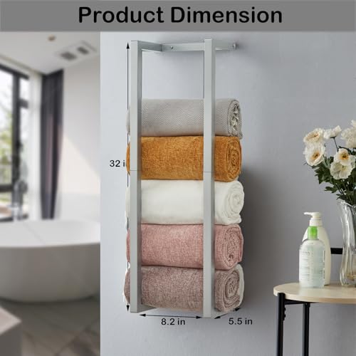 Towel Rack for Rolled Towels, Towel Rack for Bathroom,Wall Mounted Metal Bathroom Organizer, Bath Towel Holder Wall for Modern Small Space Bathroom Towel Storage - color: Gold