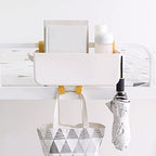 Bedside Hanging Caddy, Plastic Hanging Storage Shelf Holder Organizer for Phone Glasses Bottle Office Supplies in Dorm Room Bathroom Camper Rv - White (Caddy)
