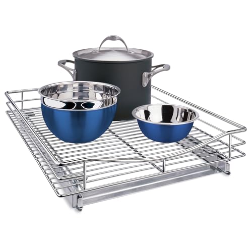 LYNK PROFESSIONAL® Pull Out Cabinet Organizer, 17" x 21" Slide Out Cabinet Organizer Pull Out Drawer – Pull Out Shelves for Kitchen Cabinets – Under Sink Organizers - Lifetime Ltd. Warranty, Chrome - color: Chrome, size: 17" W x 21" D