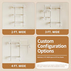 PROWORX 2-4 Ft. Expandable Closet Organizer System Kit, White Custom Metal Wire Shelving, Organization and Storage Shelves Wall Mounted with Hanging Rods