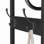 Coat Rack With Hanging Rod, Garment Rack With 3 Wooden Shelves and 4 Hooks, Freestanding Hall Tree, Industrial Clothes Rack Stand Organizer, Black - color: Black, style: with Top Shelf