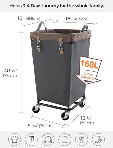 StorageWorks 160L Laundry Basket with Wheels, Large Rolling Hampers for Clothing Organizer, Dirty Clothes Basket for Hotel, Home, Closet, Dorm, Grey - color: Grey, size: 160L