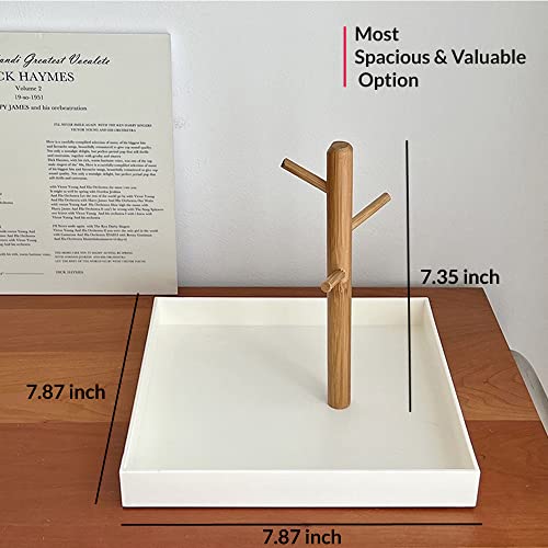 Shinpuru Key Tray & Bowl, Jewelry Tray With Wood 3-Tier Hanging Organizer - Multi-Functional Entryway Valet Tray, Perfect for Ring Holder, Jewelry Dish Organize (White Square) - color: White Square