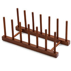 HBlife 6 Slots Teak Dish Plate Bowl Cup Book Pot Lid Cutting Board Drying Rack Stand Drainer Storage Holder Organizer Kitchen Cabinet（Keep Dry） - color: Teak 6 Slots 1pcs