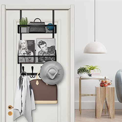 Kaiferty Over The Door Hooks Organizer, Coat Rack Over The Door Storage Hanger Towel Rack, Back of Door Storage Organizer for Bathroom,Bedroom,Kitchen,Office (Black, 3-Tier) - color: Black, size: 3-Tier
