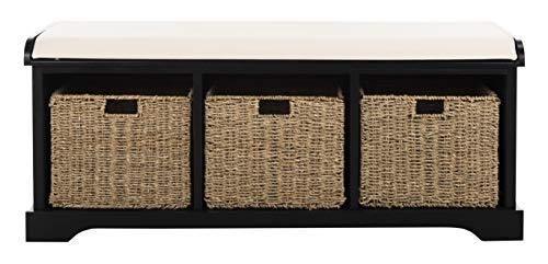Safavieh American Homes Collection Lonan Grey and White Wicker Storage Bench - color: Black
