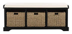 Safavieh American Homes Collection Lonan Grey and White Wicker Storage Bench - color: Black