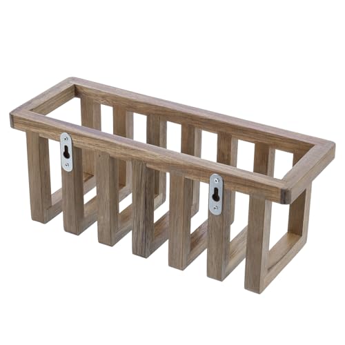 MyGift 11 Inch Premium Solid Acacia Wood Wall Mounted Mail Letter Holder Basket, Rustic Farmhouse Wooden Hanging Card Storage Rack, Home or Office Organizer