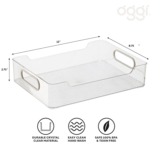 Oggi Cabinet/Drawer Storage Bin - 12" x 8.75", Clear/Gray, Ideal for Kitchen Organization, Pantry Storage, Fridge Organizing - Set of 6, (9771 (7771)) - size: 12" x 8.75" (set of 6)