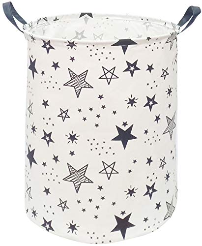 KUNRO Kids Laundry Hamper Clothes Gift Basket Storage Laundry Baskets Organizer Bin with Handles for Nursery Room (Black Star) - color: Star