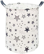 KUNRO Kids Laundry Hamper Clothes Gift Basket Storage Laundry Baskets Organizer Bin with Handles for Nursery Room (Black Star) - color: Star