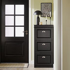 Haotian FSR94-SCH, Black Shoe Cabinet with 3 Flip Drawers, Freestanding Shoe Rack, Shoe Storage Rack(9.4" D x 20.9" W x 46.1" H) - color: Black, size: 3 Drawers:20.8x9.4x46"