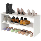 2 Tier Small White Shoe Rack For Closet, Stackable Shoe Shelf Organizer for 9 -12 Pairs of Shoes, Small Shoe Storage Organizer for Entryway, Hallway, Garage,Living Room, Bedroom, Size 28.5"* 11" * 13" - size: 28.5 Inches Long (1 Pack + 2 Tier)