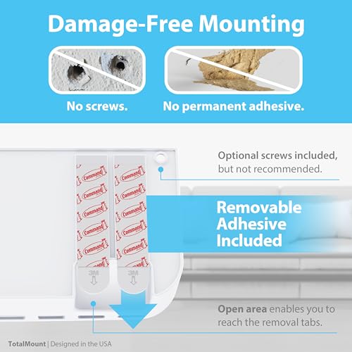 TotalMount Hole-Free Remote Holder – Eliminates The Need to Drill Holes in Your Wall (Premium White Remote Control Holder for 5 or 6 Remotes) - color: For 5 or 6 Remotes – Premium White