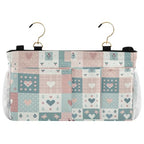Bedside Caddy Hanging Storage Bag Simple Checkered Hearts Bedside Organizer Caddy for Bunk, Dorm Room, Hospital Beds - Place Magazines / Remotes / Keys