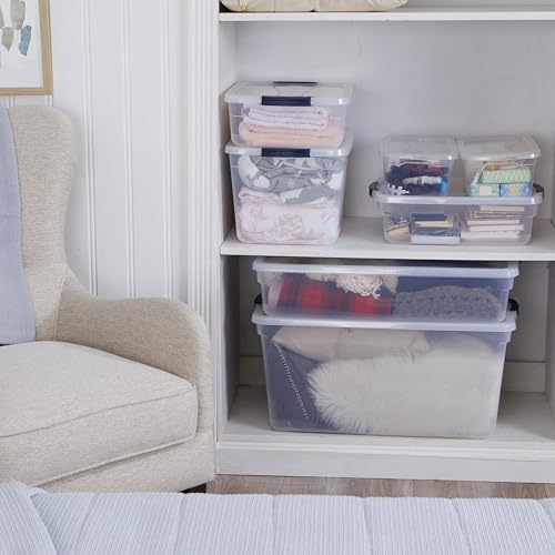Rubbermaid Cleverstore Clear Dorm Variety 16-Pack, Made in USA, Stackable Large Clear Storage Bins with Lids, See-Through Plastic Storage, with Latching Lids, BPA-Free - size: Variety - 16 Pack