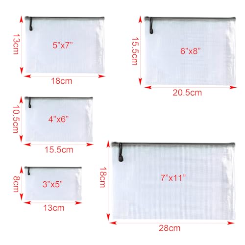 Oaimyy-15 Pcs-5"x 7"-Mesh Zipper Pouches File Bags Puzzle Storage Bags Folders Large Bag Zip Pouch for Office Supplies,Organizing Classroom Storage,Board Game Organization-Black - color: Black, size: 5"x 7"
