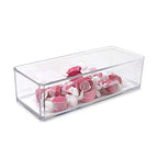 Isaac Jacobs Clear Acrylic Rectangular Stackable Storage Organizer, (9"L x 3.5"W x 2.5"H) Drawer Tray without Lid, Open-Top Organizer, Multi-Functional, Bathroom, Kitchen, Home, Office, Desk, Drawers