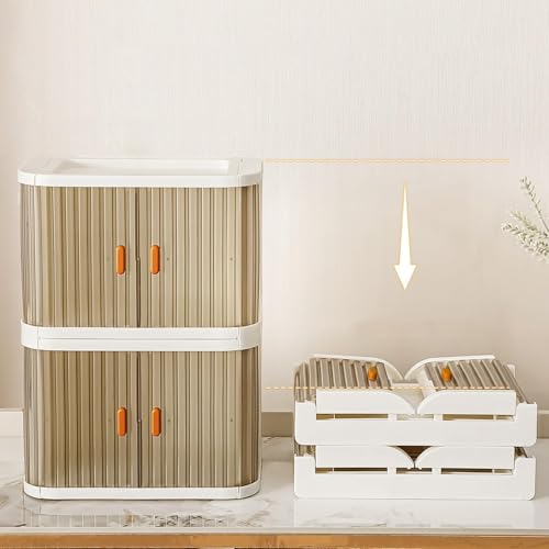 2PCS Stackable Makeup Drawer Organizer, Small Plastic Storage Drawers for Vanity Desk - Cosmetic & Skincare Organizer for Lipsticks, Hair Accessories, Countertop, Bathroom (Clear) - color: #2