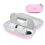 Luxtude Contact Lens Case, Cute Glasses and Contact Case 2 in 1, Built-in Mirror & Tweezers & Contacts Lense Solution Bottle, Double Layer Hard Carrying Cases for Travel, Pink - color: Pink