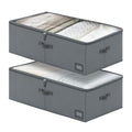 10-Inch Under Bed Storage Containers (2-Pack) | Sturdy Sidewalls | Clear Cover & Label Holder | Foldable Fabric Closet Bin Organizer | Stores Clothing/Blankets/Sweaters/Sheets - size: 10-Inch Height