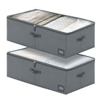 10-Inch Under Bed Storage Containers (2-Pack) | Sturdy Sidewalls | Clear Cover & Label Holder | Foldable Fabric Closet Bin Organizer | Stores Clothing/Blankets/Sweaters/Sheets - size: 10-Inch Height