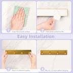VIS'V Key Holder Wall Mount, Large Metal Self Adhesive Key Hanger with 4 Hooks, No Drilling, Extra Adhesive Strip, Gold - color: Gold
