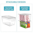 Vtopmart 6 Pack Clear Stackable Storage Bins with Lids, Medium Plastic Containers with Handle for Pantry Organizer and Storage,Perfect for Kitchen,Fridge,Cabinet, Closet,Bathroom Organization - size: M(10"L x 6"W x 5"H)