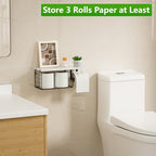 VITVITI Toilet Paper Holder with Shelf, Wall Mounted Toilet Paper Storage Basket, Wood Metal Toilet Roll and Wipes Holder for Bathroom Farmhouse (White) - color: White