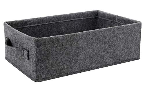 Small Storage Basket Modern Storage Baskets Felt Collapsible Baskets Storage Bins for Cellphone Earphone Chargers Cables Make Up Hair Supplies Fabric Drawers Storage Basket Cute Bin - color: light gray felt handles, size: 11.4 x 7.1 x 3.9 Inch (Pack of 1)