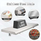 Folding Concession Shelf 12" x 96", Spliced Style Drop Down Concession Serving Window, Stainless Steel Folding Shelf Serving Food Shelf for Windows - size: 12" x 96"