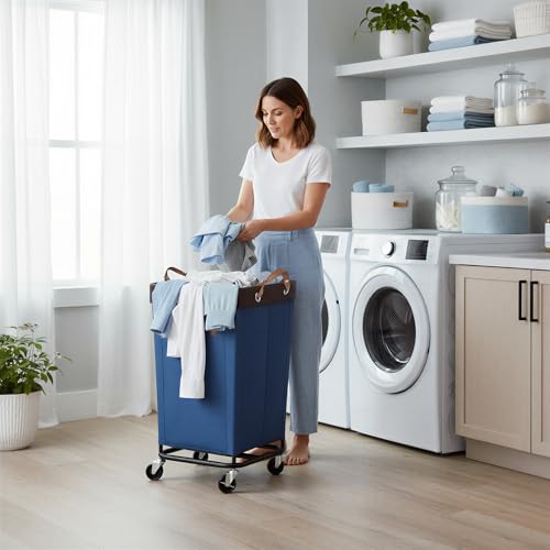 StorageWorks 160L Laundry Basket with Wheels, Large Rolling Hampers for Clothing Organizer, Dirty Clothes Basket for Hotel, Home, Closet, Dorm, Blue - color: Blue, size: 160L