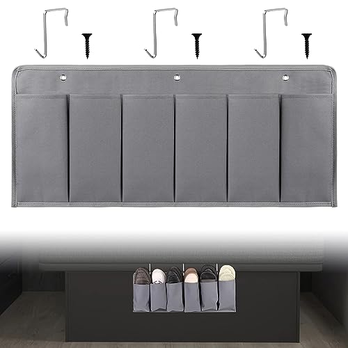 RVZONE RV Shoe Pockets 6 Large Pockets Heavy Hanging Bedside Storage Organizer with Sturdy Hooks for Shoes, Toys and Tools - color: Grey, size: Cloth, 1pcs