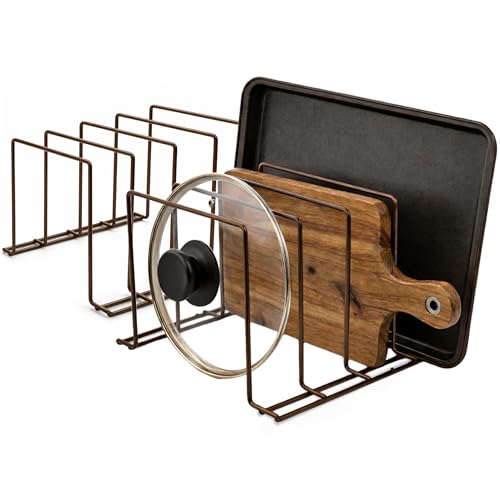 Stock Your Home Kitchen Cabinet Organizer, Bronze (2 Pack) Steel Baking Sheet Holder with 4 Slots for Cabinet, Bakeware Organizer, Divider for Cutting Boards, Pot Lids, Pan Lids, Cookie Sheets - color: Dark Bronze