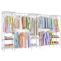 Higeego H11 Heavy Duty Garment Rack, Clothing Rack for Hanging Clothes, Extra Large Closet, Freestanding Wardrobe Closet Organizer and Storage with Hanger Rods, Extendable from 7.8 to 10.8 ft, White - color: White, style: 5 Row