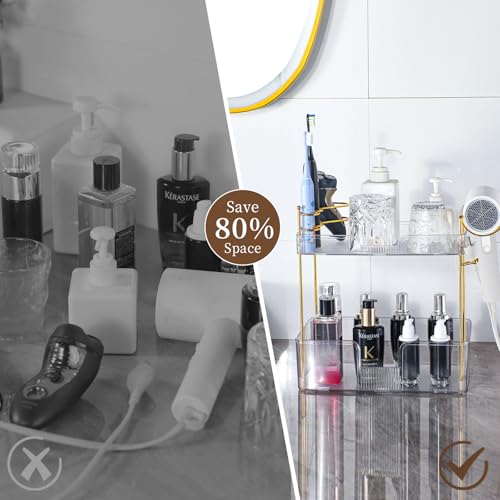 Bathroom Counter Organizer, Large Makeup Organizer Countertop, Shelf Storage, Vanity Tray, Easily Assemble for Bathroom Organizers and Storage, Undersink, Cabinet, 2 Tiers Clear - color: Clear, size: 2 tiers