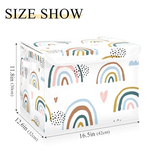 xigua Cartoon Rainbow Storage Bins with Lids and Carrying Handle,Foldable Storage Boxes Organizer Containers Baskets Cube with Cover for Home Bedroom Closet Office - color: Cartoon Rainbow