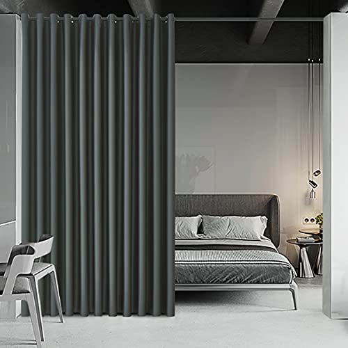 2-in-1 Blackout Curtain & Room Divider - Extra Wide & Heavy-Duty Partition Curtain for Bedroom/Office/Loft - Cheaper Than Building Walls! 12.5ft W x 8ft L, Dark Grey, 1 Panel - color: Dark Grey, size: 150"W x 96"L (Pack of 1)