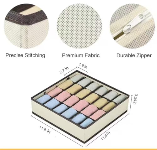 4 Piece Drawer Organiser,Collapsible Non-Woven Sorting Box,Closet Divider For Underwear,Socks,Bras,Ties (Khaki) - color: Khaki